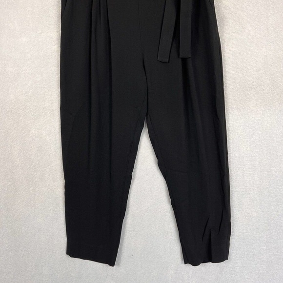 Diane Von Furstenberg Cropped Pants Size 6 Black Crepe Pleated Side Tie Pocket - Picture 5 of 16